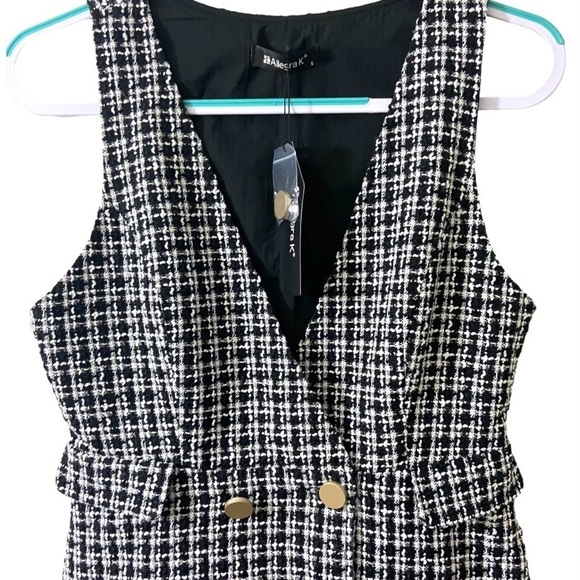 Allegra K Pinafore Mini Jumper School Girl Plaid Double Breast Y2K Preppy Small - Picture 4 of 16